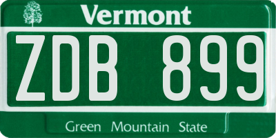 VT license plate ZDB899