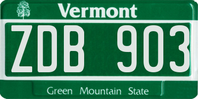 VT license plate ZDB903