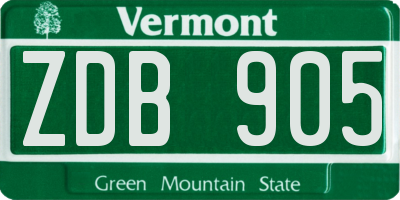 VT license plate ZDB905