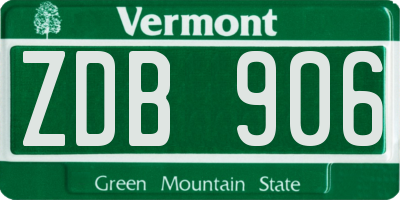 VT license plate ZDB906