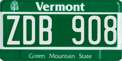 VT license plate ZDB908
