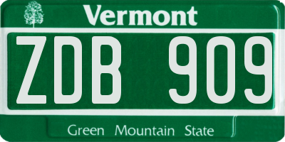 VT license plate ZDB909