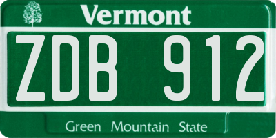 VT license plate ZDB912