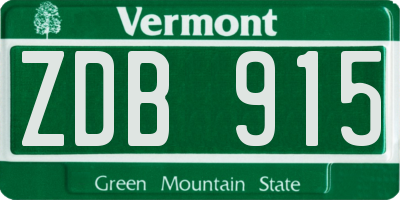 VT license plate ZDB915