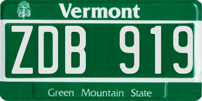 VT license plate ZDB919