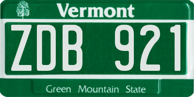 VT license plate ZDB921