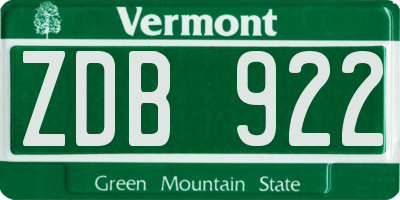 VT license plate ZDB922