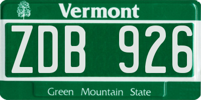 VT license plate ZDB926