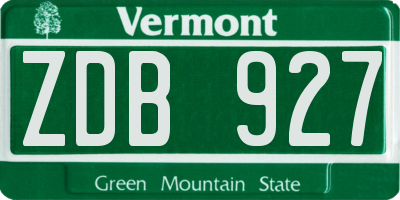 VT license plate ZDB927