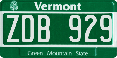 VT license plate ZDB929