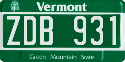 VT license plate ZDB931