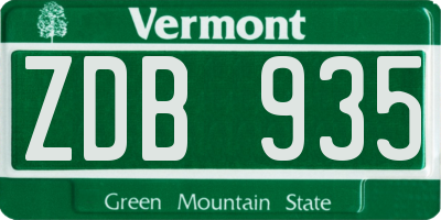 VT license plate ZDB935