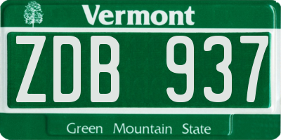 VT license plate ZDB937