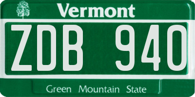 VT license plate ZDB940