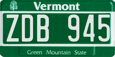 VT license plate ZDB945