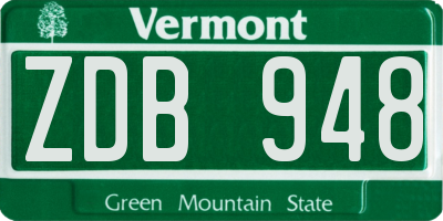 VT license plate ZDB948