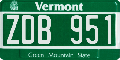 VT license plate ZDB951