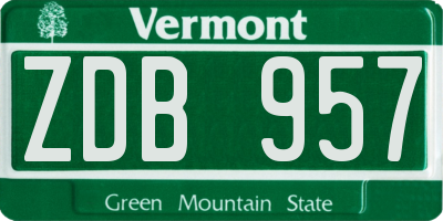 VT license plate ZDB957