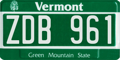 VT license plate ZDB961