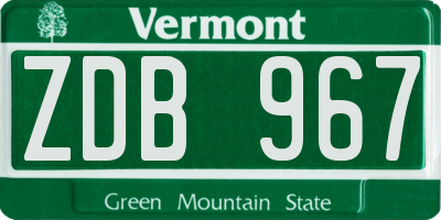 VT license plate ZDB967