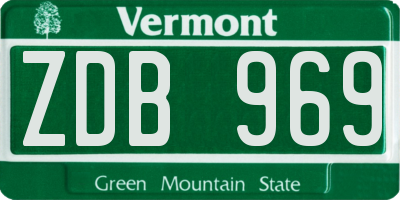 VT license plate ZDB969