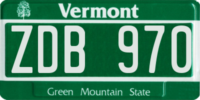 VT license plate ZDB970