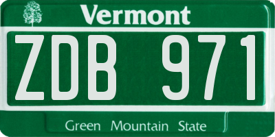 VT license plate ZDB971