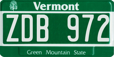 VT license plate ZDB972