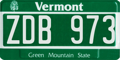 VT license plate ZDB973