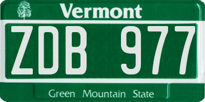 VT license plate ZDB977