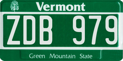 VT license plate ZDB979