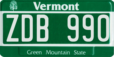 VT license plate ZDB990