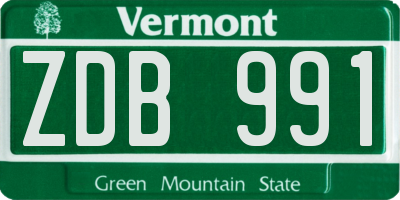 VT license plate ZDB991