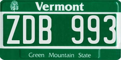 VT license plate ZDB993