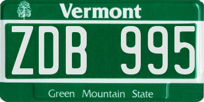 VT license plate ZDB995