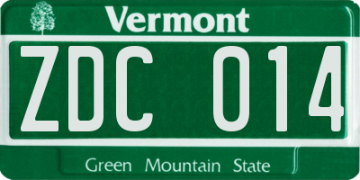 VT license plate ZDC014