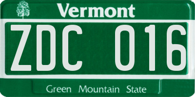 VT license plate ZDC016