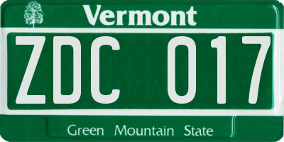 VT license plate ZDC017