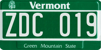 VT license plate ZDC019