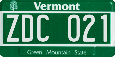 VT license plate ZDC021