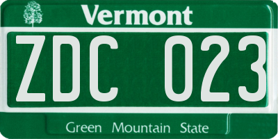 VT license plate ZDC023