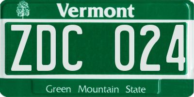 VT license plate ZDC024