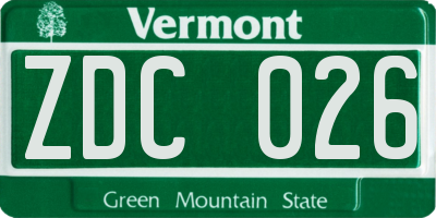 VT license plate ZDC026