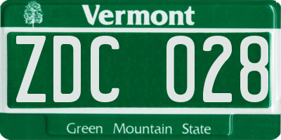 VT license plate ZDC028