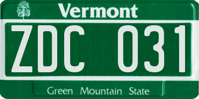 VT license plate ZDC031