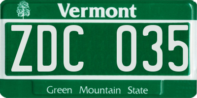 VT license plate ZDC035