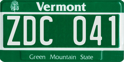 VT license plate ZDC041
