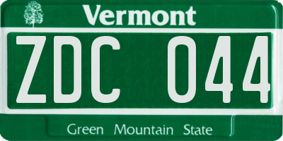 VT license plate ZDC044