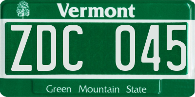 VT license plate ZDC045