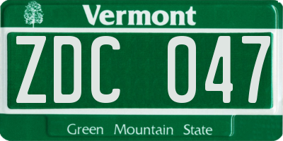 VT license plate ZDC047